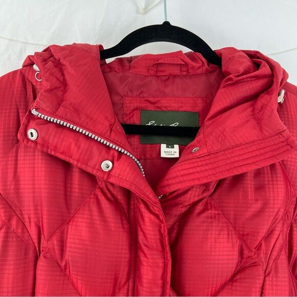 Eddie Bauer 650 Down Parka Sz L Red Long Puffer Jacket Hooded - Picture 6 of 16